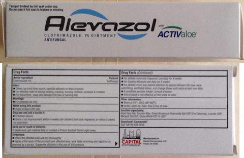 Alevazol packaging