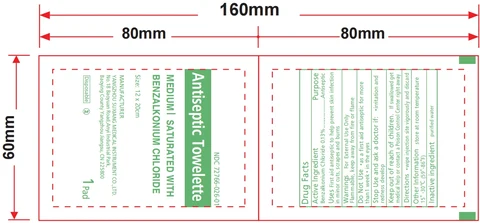 Benzalkonium Chloride Antiseptic Towelette 포장