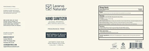 Lazarus Provisions Hand Sanitizer packaging