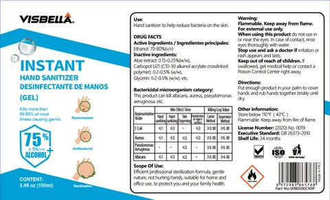 VISBELLA instant hand sanitizer desinfectante de manos 포장