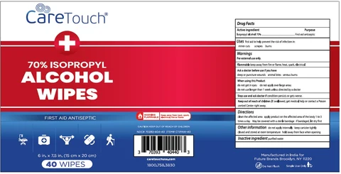 CareTouch 70% ISOPROPYL ALCOHOL WIPES 포장
