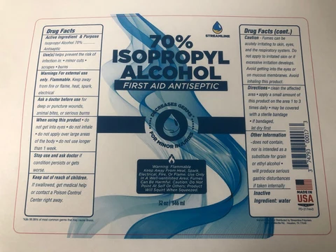 70% Isopropyl Alcohol 포장