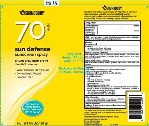 Big Lots Soundbody SPF 70 Sun Defense 포장