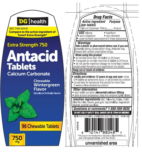 DGH Antacid Extra Strength 750 Wintergreen, 96ct 포장