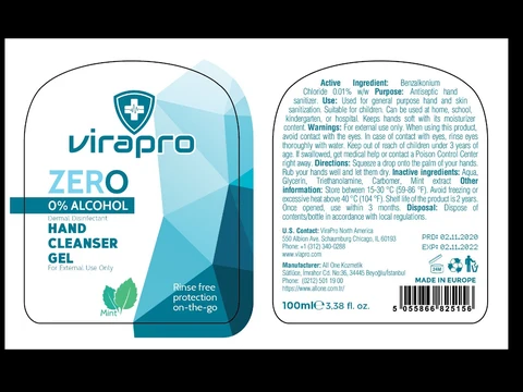 VIRAPRO ZERO HAND CLEANSER 포장