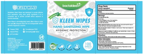 BACTAKLEEN KLEEN WIPES 포장