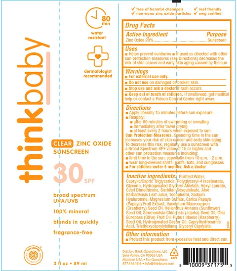 Thinkbaby Clear Zinc SPF 30 packaging