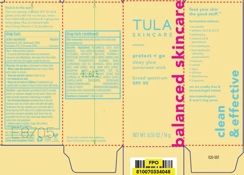 Tula Skincare protect and go dewy glow sunscreen stick broad spectrum SPF 50 포장