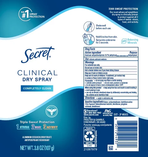 Secret Clinical Dry Completely Clean 포장