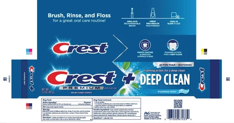 Crest Premium PlusDeep Clean Active Foam plus Whitening Foaming Mint 포장