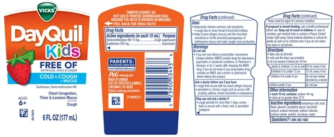 Vicks DayQuil KidsFREE OF ARTIFICIAL DYES and SUGAR COLD and COUGH plus MUCUS 포장