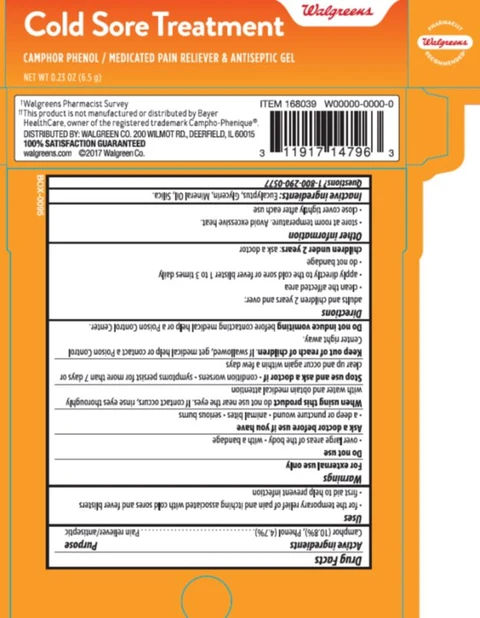 Walgreens Camphor Phenol Gel packaging