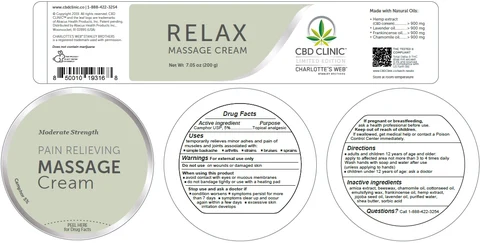 CBD Clinic Relax Massage packaging