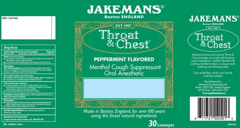 Jakemans Throat and Chest Peppermint packaging