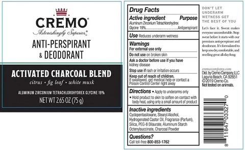 Cremo Anti-Perspirant DeodorantActivated Charcoal 포장