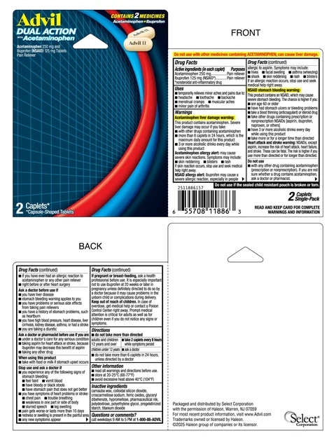 ADVIL DUAL ACTION WITH ACETAMINOPHEN 포장