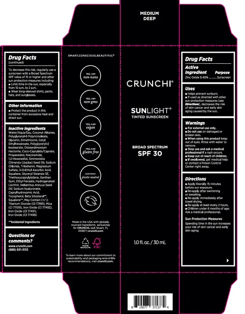 Crunchi Sunlight Tinted Sunscreen SPF 30 Medium Deep 포장