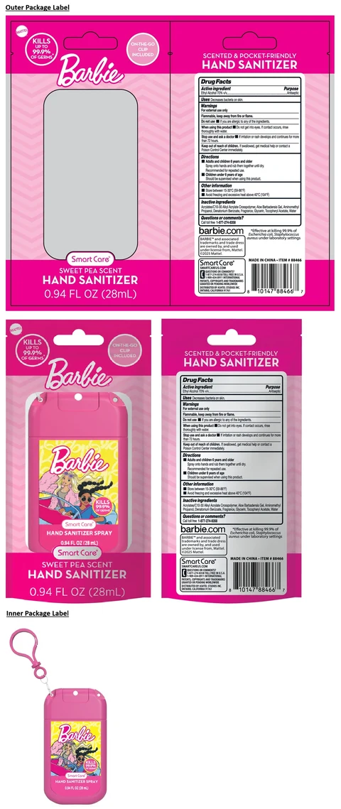 Smart Care Barbie SWEET PEA SCENT HAND SANITIZER 포장