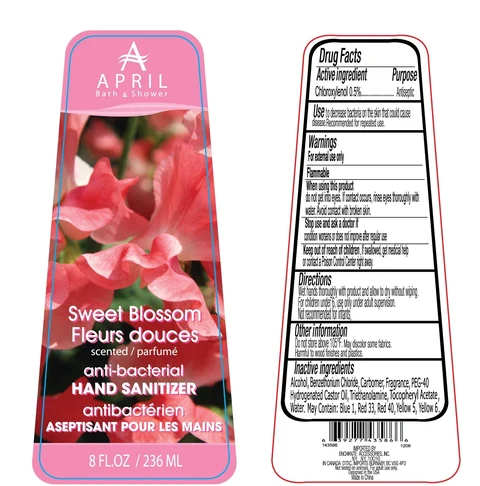 April Bath and Shower Sweet Blossom Scented Hand Sanitizer Anti-Bacterial 포장