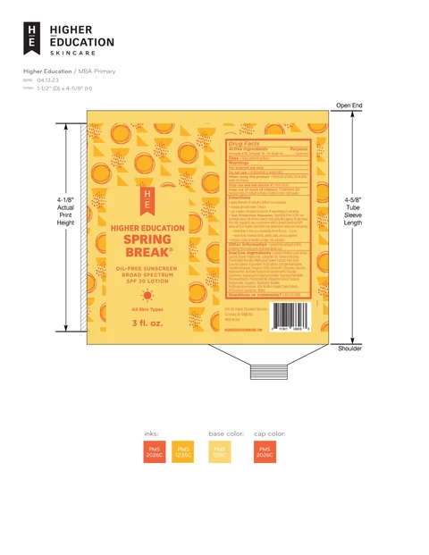 Higher Education Spring Break Oil-Free Broad-Spectrum Sunscreen SPF 30 포장