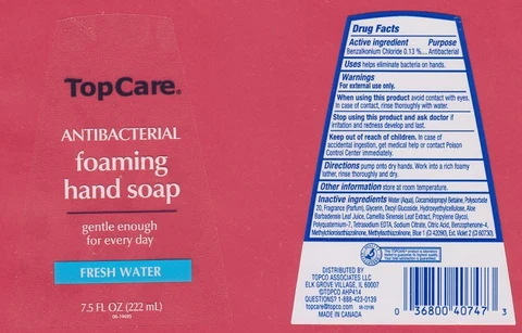 TopCareAntibacterial Foaming Hand Fresh Water packaging