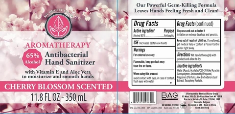 Aromatherapy Antibacterial Hand Sanitizer Cherry Blossom Scentedwith vitamin E and aloe vera 포장
