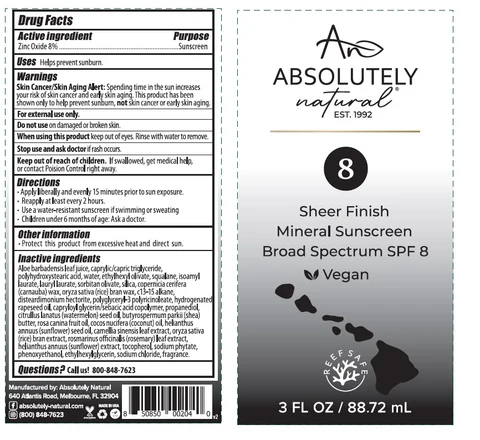 Absolutely Natural Broad Spectrum SPF 8 Sunscreen packaging