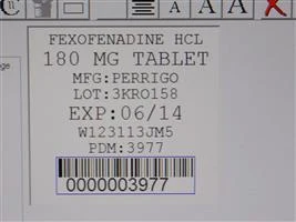 fexofenadine hydrochloride packaging