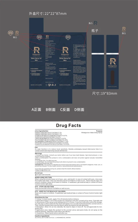 Rhtalgorism Delay Sprays for Men packaging