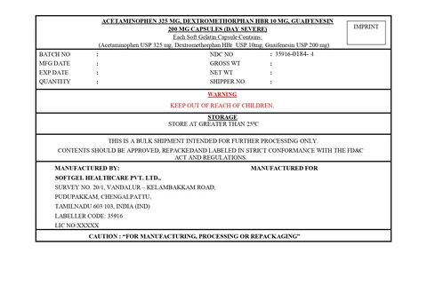 Acetaminophen, Dextromethorphan HBr ,Guaifenesin 포장