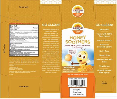 Sundown Honey Soothers Lollipops 포장