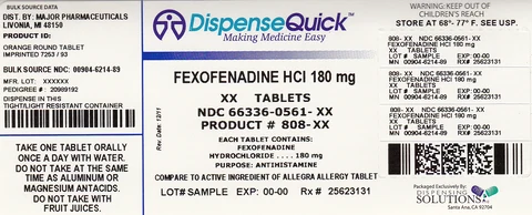 fexofenadine hydrochloride packaging