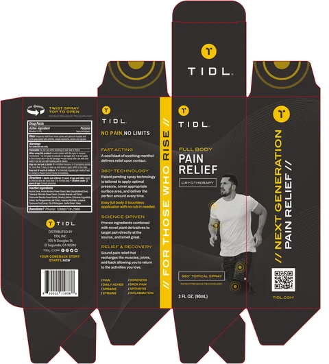 Tidl Full Body Pain Relief Cryotherapy Spray. packaging