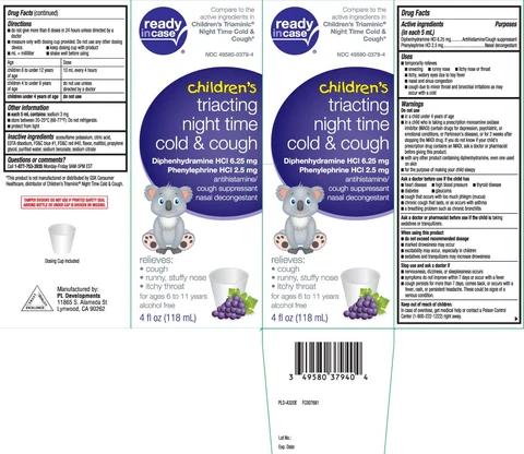 Childrens Triacting NighttimeCold and Cough ReadyInCase packaging