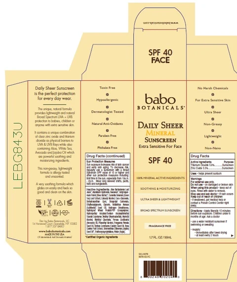 Babo Botanicals Daily Sheer Mineral Sunscreen SPF 40 포장