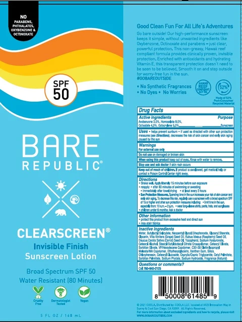 COOLA BARE REPUBLIC CLEARSCREEN SPF50 packaging