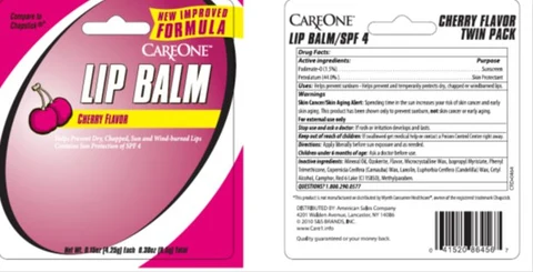 Care One Cherry SPF 4 Lip Balm 포장