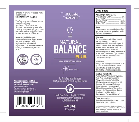 Balance Plus Cream 포장