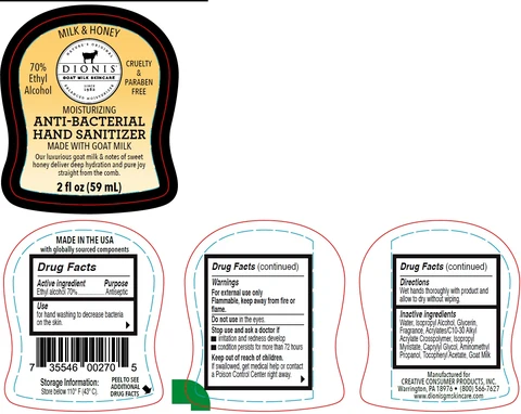 Anti-Bacterial Hand Sanitizer with Goat Milk Milk and Honey 포장