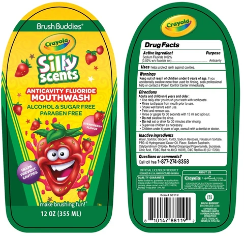 Brush Buddies Crayola ANTICAVITY FLUORIDE - STRAWBERRY FLAVOR packaging
