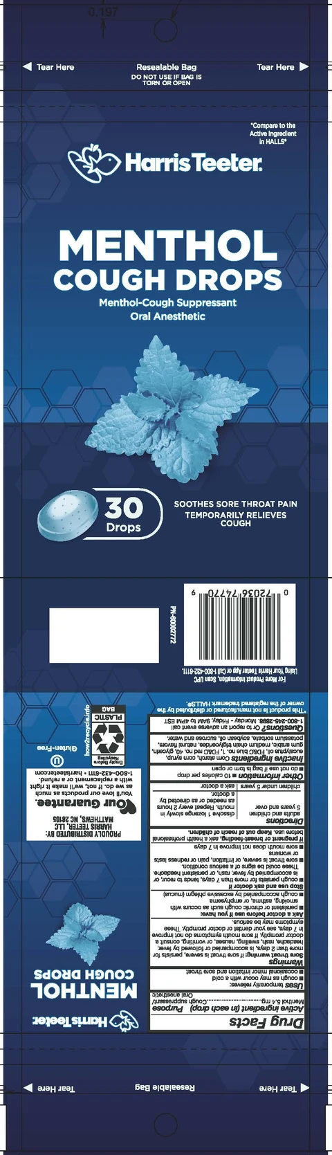 Harris Teeter Menthol Cough Drops packaging