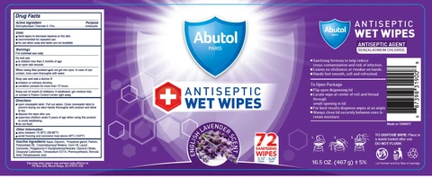 Abutol ANTISEPTIC WET WIPES ENGLISH LAVENDER SCENT packaging