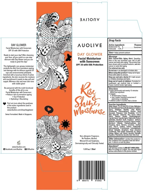 Auolive Day Glower Facial Moisturiser with Sunscreen 포장