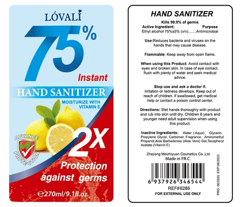 Lovali Hand Sanitizer packaging