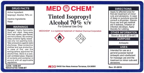 Tinted Isopropyl Alcohol packaging
