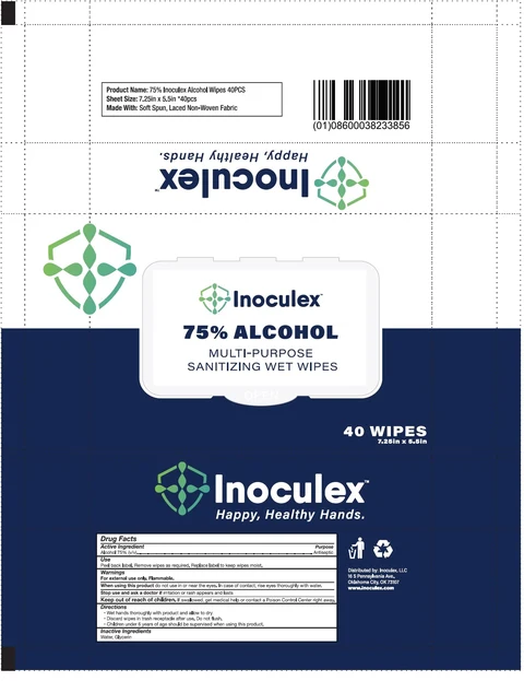 Inoculex MULTI-PURPOSE SANITIZING WET WIPES packaging