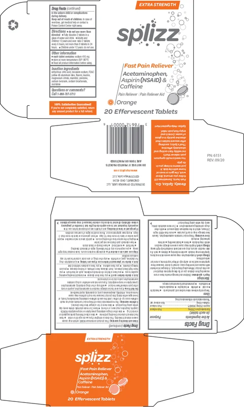 Splizz Pain Reliever - Orange-flavored packaging
