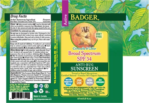 Badger SPF 34 Anti-Bug Sunscreen 포장