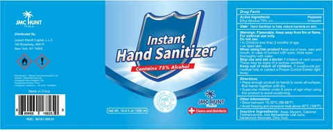 JMC Hunt Instant Hand Sanitizer packaging