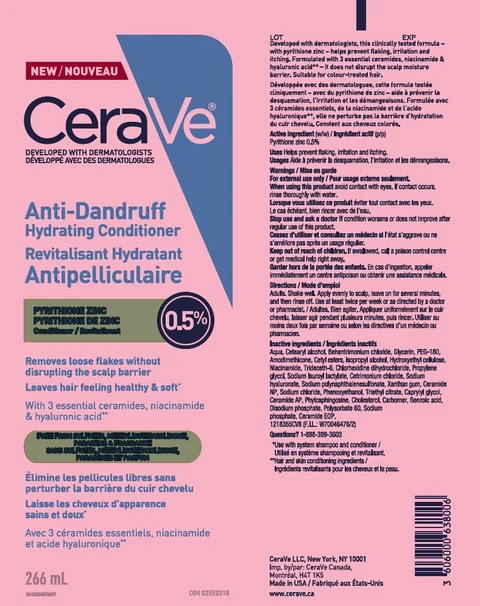 CeraVe Anti-Dandruff Hydrating Conditioner Revitalisant Hydratant Antipelliculaire 포장